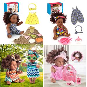 Venta al por mayor personalizado precio de fábrica realista de moda muñecas negras afroamericanas de 14 pulgadas muñecas negras con pelo negro - Product Image 4