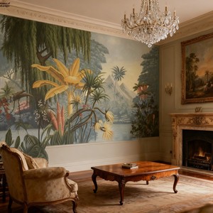 Papier peint de chambre à coucher style Nanyang, motif tropical d'Asie du Sud-Est, plantes vertes, feuille de bananier américaine, imperméable, antistatique, <span class=keywords><strong>mat</strong></span> - Product Image 2