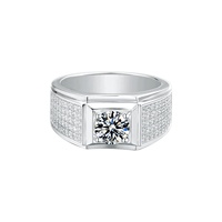 White Gold Plated Moissanite Rings for Men, 1 Carat