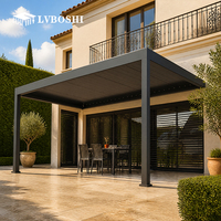 Wandmontierte Elektrische Bioklimatische Luxus-Aluminium-Pergola mit Einziehbarem Lamellendach, Anpassbarer Pavillon für den Außenbereich