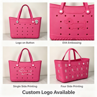 Sac fourre-tout de plage décontracté pour femme, personnalisé OEM ODM, en EVA imperméable perforé, avec deux poignées, grande capacité 3L+