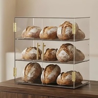 Vitrine de Comptoir Personnalisable à 3 Niveaux en Acrylique Transparent pour Boulangerie, Panneaux PETG Haute Résistance de 4 mm, Présentoir à Pain, Vitrine à Gâteaux de Fête
