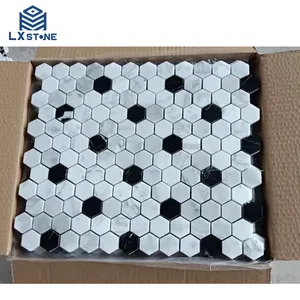 LX Stone Mosaic Tile For Kitchen And Bathroom Wall Tile Black And White Mixed Color Mosaic Tile