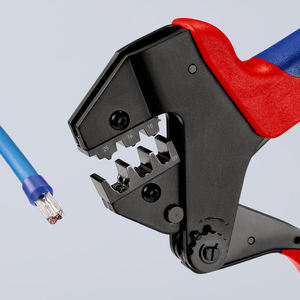 Outil de sertissage universel KNIPEX 97 43 200 pour bornes, avec matrices interchangeables et poignées multi-composants, finition bruni, 200 mm - Product Image 2