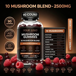 Complément Alimentaire Marque Blanche : 10 Gummies aux Champignons pour <span class=keywords><strong>la</strong></span> Puissance Cérébrale, le Soutien Immunitaire et l'Énergie – Saveur Framboise Naturelle - Product Image 2