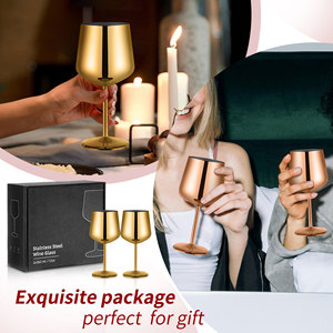 Calici da Vino Durevoli da 530ml, Flûte da Champagne in Acciaio Inox, <span class=keywords><strong>Bicchieri</strong></span> di Lusso per Vino Rosso <span class=keywords><strong>e</strong></span> Champagne Dorati per Hotel <span class=keywords><strong>e</strong></span> Matrimoni - Product Image 5