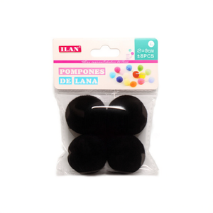 Ilan <b>Wool</b> Pom Poms 3.0 Cm Black For <b>Crafts</b> And Jewelry Making - Product Image 2