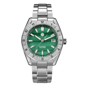 San Martin – montre de luxe pour hommes, 42mm, cadran en Malachite verte, montre-bracelet mécanique en acier inoxydable, saphir, étanche 10 bars, SN0130G-B - Product Image 1