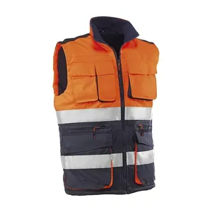 Gilet - HV718 XS Astn - Colore: Arancione fluorescente/blu - Strisce riflettenti 3M Scotchlite. Tre tasche superiori con - Product Image 1