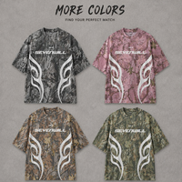 T-shirts pour hommes personnalisés, 100% coton américain, respirants, imprimés camouflage sur toute la surface, impression graphique, coupe courte, style boxy