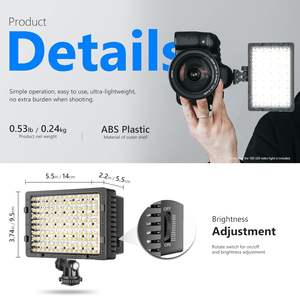 <span class=keywords><strong>NEEWER</strong></span> 160 <span class=keywords><strong>LED</strong></span> CN-160 Panneau lumineux à intensité variable Ultra haute puissance Panneau Lumière vidéo pour appareil photo numérique Caméscope - Product Image 6