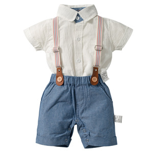 Conjunto de Verano 2022 para Bebé Niño, Camisa y Pantalones Cortos Tipo Polo, Traje de Dos Piezas, Estilo Caballero - Product Image 4