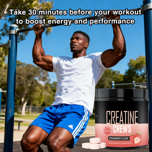 ครีเอทีนแบบเคี้ยวฉลากส่วนตัว ครีเอทีนเคี้ยวได้ 120 เม็ด อาหารเสริมสำหรับนักกีฬา รับผลิตแบบ OEM - Product Image 3