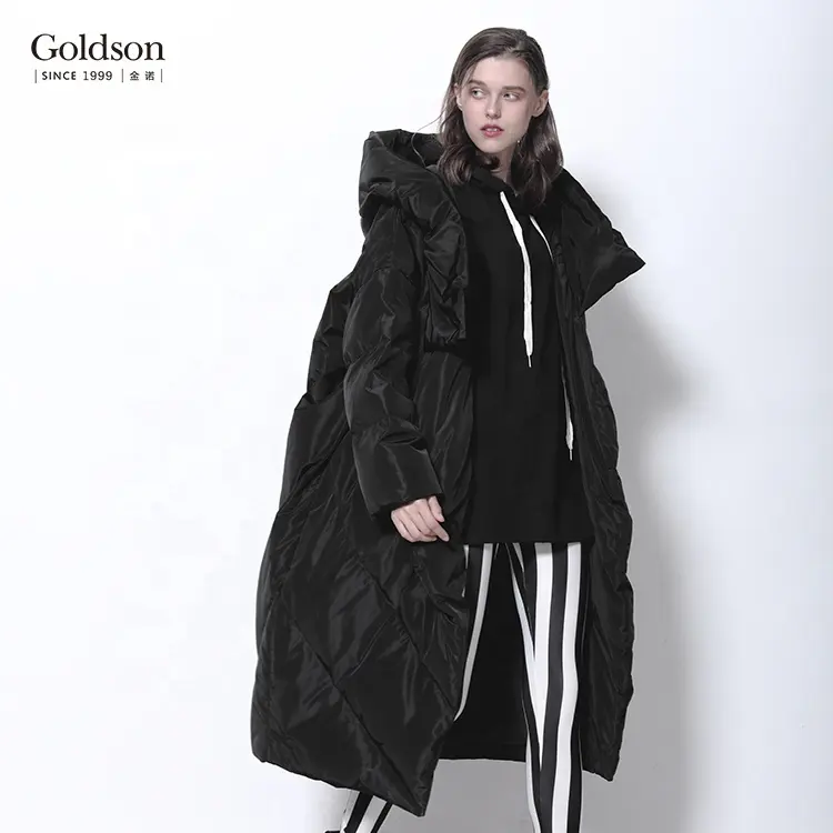 Ruso nueva moda invierno señoras largo pesado acolchado cálido mujer ropa abajo abrigos con capucha