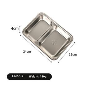 Aanpasbare Fastfood Dienblad Roestvrijstalen School Lunchdienblad 2/3/4 Verdeelde Compartimenten Dinerbord Ss/Pp Deksel - Product Image 6