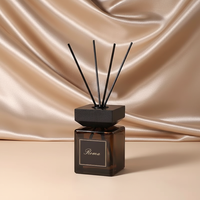 Flacon diffuseur de parfum carré noir 50ml 100ml 150ml 200ml avec bouchon en bois noir PERSONNALISÉ POUR PARFUM