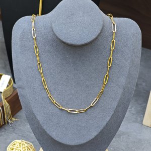 Collana a Catena Paperclip in Acciaio Inossidabile Placcato <span class=keywords><strong>Oro</strong></span> 18K, Choker Minimalista Regolabile per Donna, Gioielli Quotidiani - Product Image 1