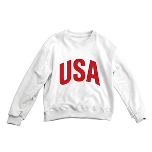 Sweat-shirt à col rond pour enfants avec imprimé lettres USA, 320 GSM, en molleton de coton épais, pull à manches longues pour garçons et filles, logo personnalisé OEM - Product Image 2