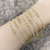 Bijoux fantaisie plaqués or avec zircon, accessoires de tennis, bracelet pour femmes, bracelet maléfique