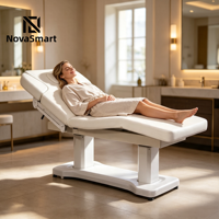 Table de massage électrique pliable moderne en cuir PU, 4 moteurs, télécommande, hauteur réglable, pour esthéticienne, spa, cils