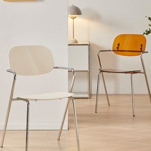 Chaise de salle à manger moderne minimaliste de style nordique avec dossier transparent en acrylique électro-plaqué - Product Image 6