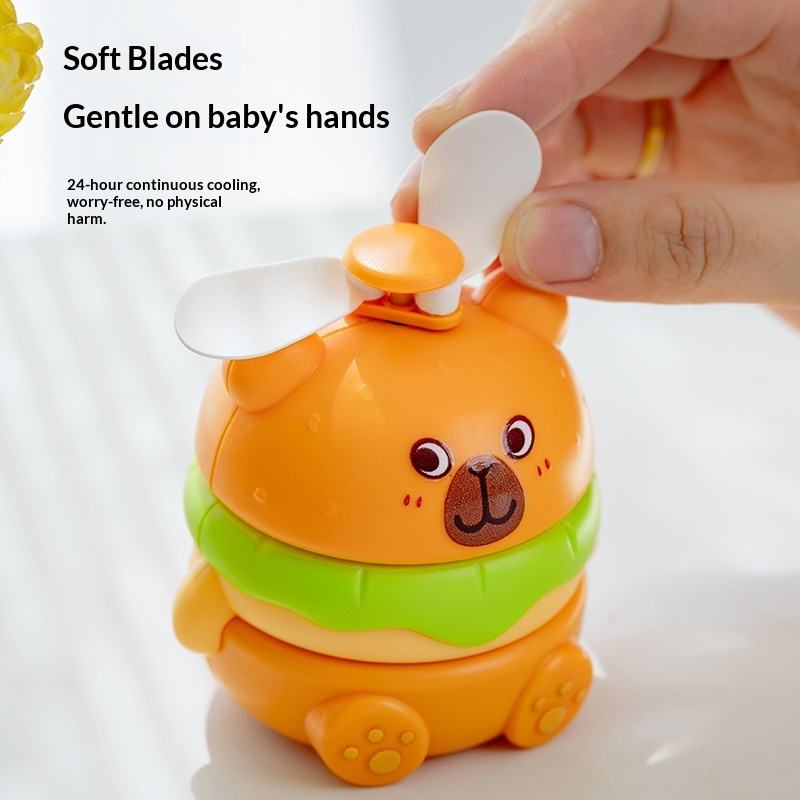 Cute Cartoon Mini Burger Handheld Rechargeable Fan Three-Speed ...