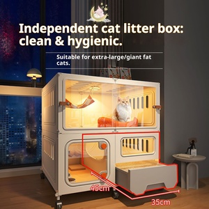 Villa pour <span class=keywords><strong>chat</strong></span> avec tiroir <span class=keywords><strong>de</strong></span> toilette intégré offrant un espace intérieur libre extra large une maison pour chats avec une chambre - Product Image 2