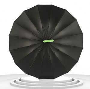 Sombrilla Clásica Semiautomática con Panel de Pongee de 16 Varillas, Diámetro Abierto de 105 cm, Mango Curvo y Revestimiento Negro Protector Solar - Product Image 4