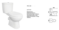 Medyag Cuvette WC Suspendue Économique en Céramique Ronde Deux Pièces avec Siphon en P pour Salle de Bain