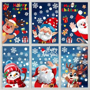 Pegatinas Estáticas para Ventanas y Puertas de Vidrio con Diseño de Papá Noel, Renos y Muñecos de Nieve, Decoración Navideña Impermeable y Ecológica de PVC, Color Blanco - Product Image 2