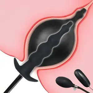 سدادة شرجية قابلة للنفخ هزاز 12 وضع هزاز سيليكون المكونات <span class=keywords><strong>2</strong></span> في 1 نفخ المهبل توسيع المؤخرة BDSM ألعاب جنسية للرجال - Product Image 1