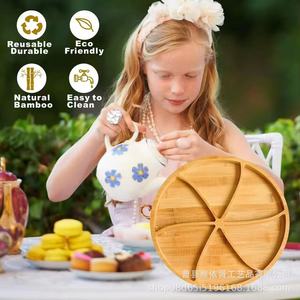 Wooden Round Compartmentalized <b>Tray</b> For <b>Snacks</b> Cheese Party Serving Desktop Storage Multifunctional Food Safe - Product Image 2