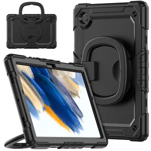 三星Galaxy Tab A8 10.5英寸X200/X205/X207支架防震硅胶塑料盖重型平板电脑外壳