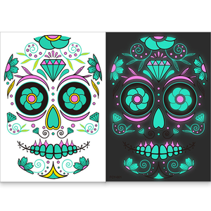 Tatouages d'Halloween, tatouages lumineux pour le visage, tatouages de <span class=keywords><strong>squelette</strong></span>, autocollants temporaires, maquillage de fête, carnaval, mascarade, autocollants lumineux amusants - Product Image 4