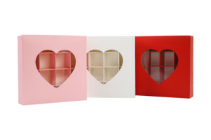 Boîtes en papier pour chocolats et bonbons à thème cœur pour la Saint-<span class=keywords><strong>Valentin</strong></span> avec inserts, diviseurs pour cadeaux <span class=keywords><strong>de</strong></span> fête, boîte à friandises à 16 compartiments avec fenêtre - Product Image 3