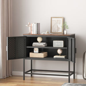 Armoire d'appoint en métal à 2 portes, meuble de rangement en métal, meuble TV, bibliothèque, armoire de rangement pour chambre à coucher, bureau à domicile - Product Image 2