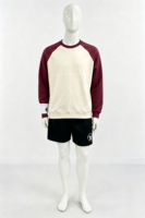 Chemise décontractée oversize pour homme en coton 100% 280GSM, col rond, manches raglan longues, personnalisable, color-block, couleur automne