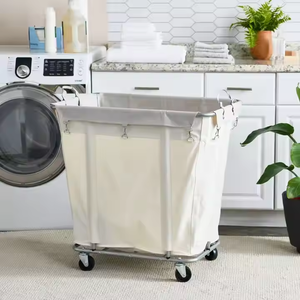 Custom OEM ODM High Capacity Canvas <b>Laundry</b> Hamper Rolling <b>Laundry</b> Basket with Removable Wash <b>Bag</b> <b>Laundry</b> Basket with Wheels - Product Image 4