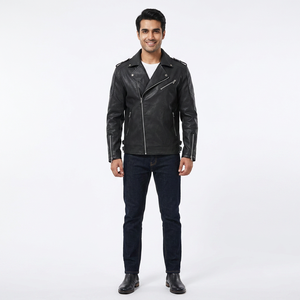 Veste de moto en cuir tendance à manches longues pour homme, idéale pour la conduite en extérieur - Product Image 1
