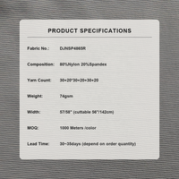 Tela Tejida 80% Nailon 20% Elastano, 75GSM, Elástica, Transpirable, Ecológica, Estilo Jacquard para Ropa Deportiva