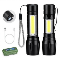 Lampe torche LED COB en alliage d'aluminium, rechargeable par USB, zoomable, mini lampe de poche avec clip pour situations d'urgence, cadeau