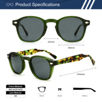 Lunettes de soleil rondes carrées en bio-acétate avec incrustation métallique diamantée, branches couleur écaille, verres TAC, style bohème, personnalisables OEM ODM avec logo