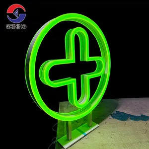 Enseigne brillante Logo néon personnalisé 180 'enseignes au néon en acrylique multicouche publicité de pharmacie signalisation lumineuse LED