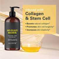 Huile de massage anti-cellulite raffermissante pour la peau aux cellules souches de collagène corporel, 100 % huiles essentielles pures, marque privée