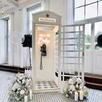 Ensemble de décoration de cabine téléphonique de mariage moderne en acier inoxydable, avec panneau, banc, boîte aux lettres et combiné téléphonique, design détachable