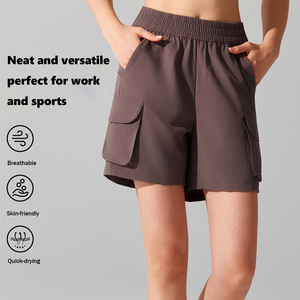 Shorts de sport amples à poches pour cyclisme, loisirs, gym, <span class=keywords><strong>yoga</strong></span>, tennis – Séchage rapide, respirant, en Spandex/Nylon extensible dans les quatre sens – Pour jeunes et adultes - Product Image 2