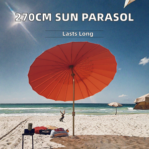 Sombrilla de Diseño Tradicional de Alta Calidad con Material de Fibra de Vidrio, 24 Varillas, Poste de Aluminio, <span class=keywords><strong>Terraza</strong></span>, 9 Pies, Grande, para Exteriores - Product Image 2