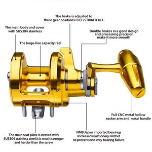 Carrete de arrastre 5,7: 1 carrete de Jigging de aluminio mecanizado CNC de alta velocidad 40LB Max Drag mar pesca rueda T-<span class=keywords><strong>Bar</strong></span> mango Pesca - Product Image 5