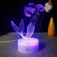 Veilleuse de sirène 3D moderne Image flottante Veilleuse à sept modes de couleur pour le bureau d'étude des adolescents