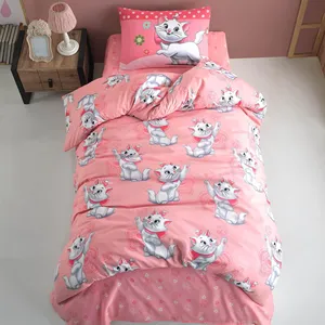 Ensemble de housse de couette simple en coton uni rose Karden Flower 160x220 cm - Product Image 1